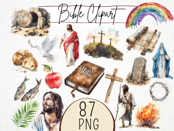 Big Bible Collection Watercolor Clipart: Perfect for Illustrations