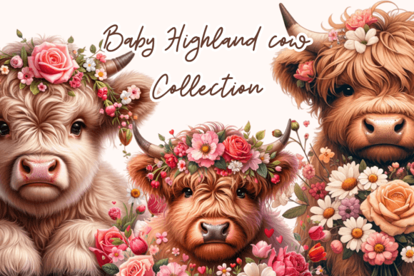 Enhancing Content with Baby Highland Cows Watercolor Collection