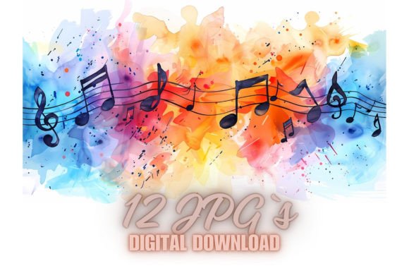 Musical Notes Watercolor, JPG 7S-23: A Versatile Illustration