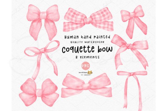 Pink Coquette Ribbon Bow Watercolor Set: A Must-Have for Illustrations