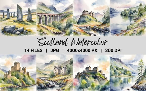 Scotland Scenery Landscape Watercolor: A Versatile Illustrations Asset