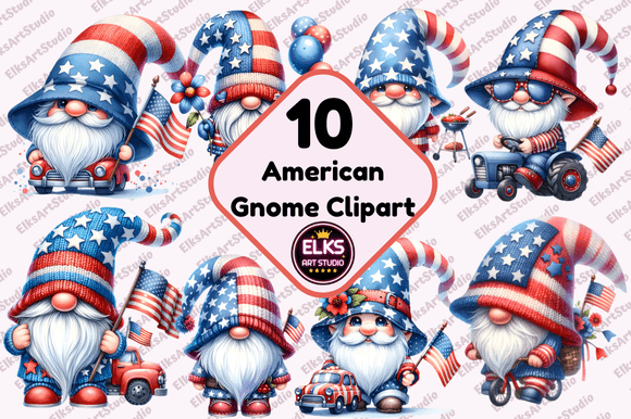 Watercolor American Gnome Clipart: A Charming Illustration
