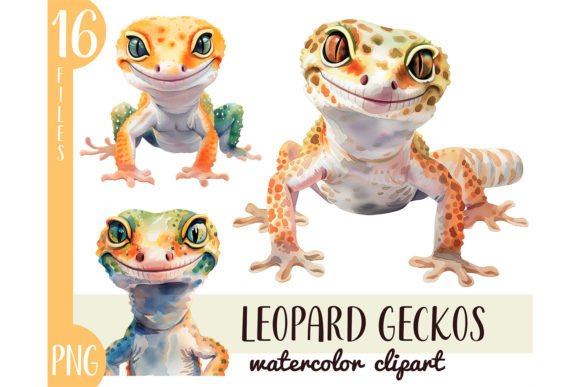 Watercolor Cute Leopard Gecko Set PNG Review