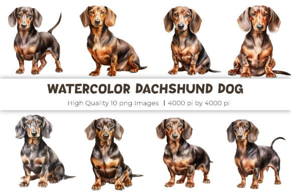 Watercolor Dachshund Dog Clipart: A Charming Illustrations Asset