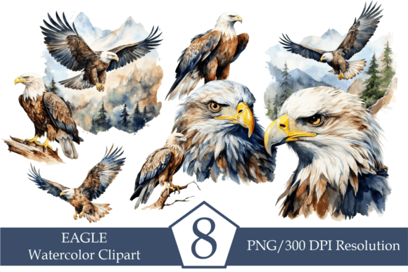 Watercolor Eagle, Sublimation Bundle: A Versatile Illustrations Asset