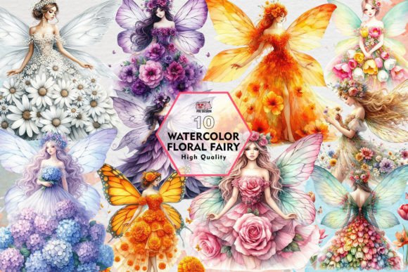 Watercolor Floral Fairy Clipart PNG Review