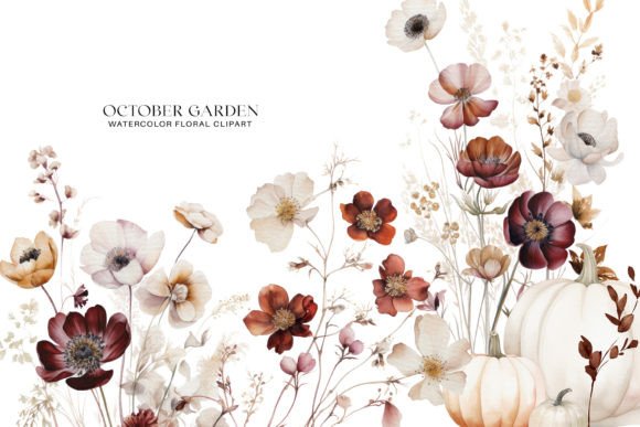 Watercolor Floral Pumpkin Clipart Set: A Must for Illustrations