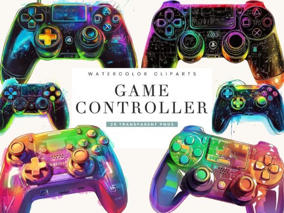 Watercolor Game Controller Clipart: A Fresh Illustrations Pick