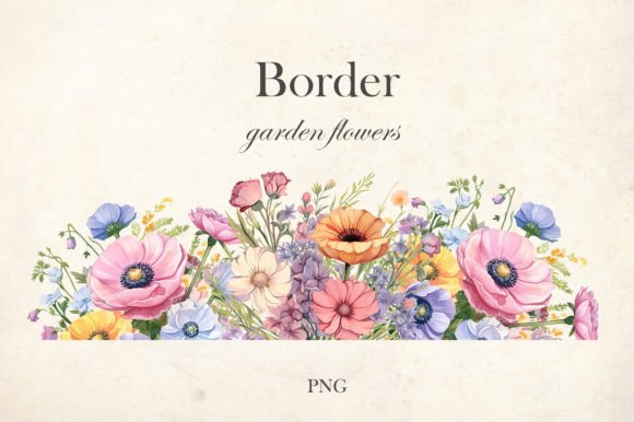 Watercolor Garden Flowers Border: A Versatile Illustration
