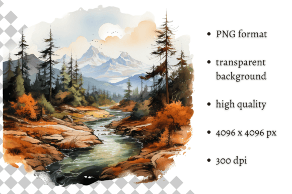 Watercolor Mountain Stream PNG: A Versatile Illustration