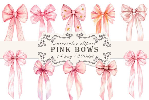 Watercolor Pink Bows: A Delicate Touch for Embroidery