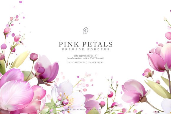 Watercolor Pink Flowers for Blog and Editorial Illustrations