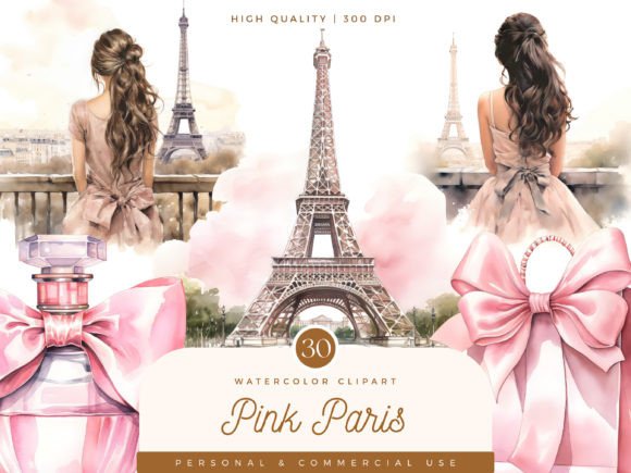Watercolor Pink Paris Clipart: A Must for Illustrations