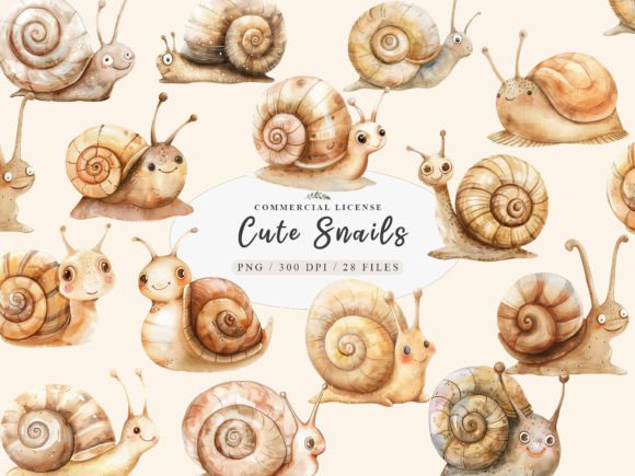 Watercolor Snail Clipart: A Charming Addition to Illustrations