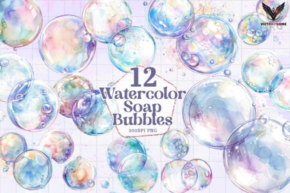 Watercolor Soap Bubbles Clipart PNG for Creative Illustrations