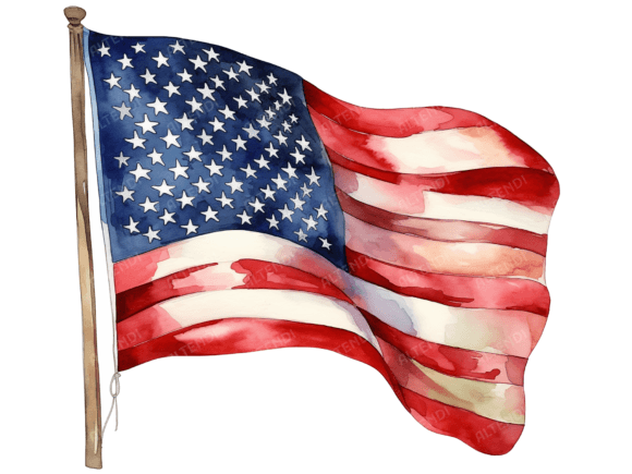 Watercolor USA Flag Clipart for Creative Illustrations