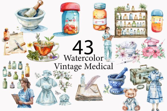 Watercolor Vintage Medical Clipart Review