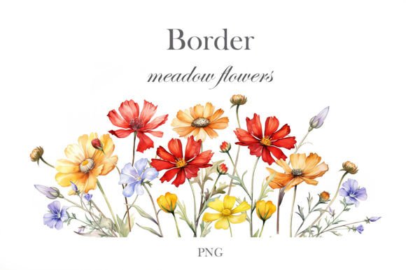 Watercolor Wildflowers Border: A Versatile Illustration for Branding