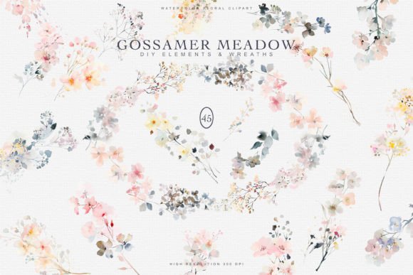 Watercolor Wildflowers Digital Clipart for Creative Illustrations
