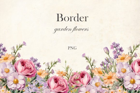 Watercolor Wildflowers Peonies Border
